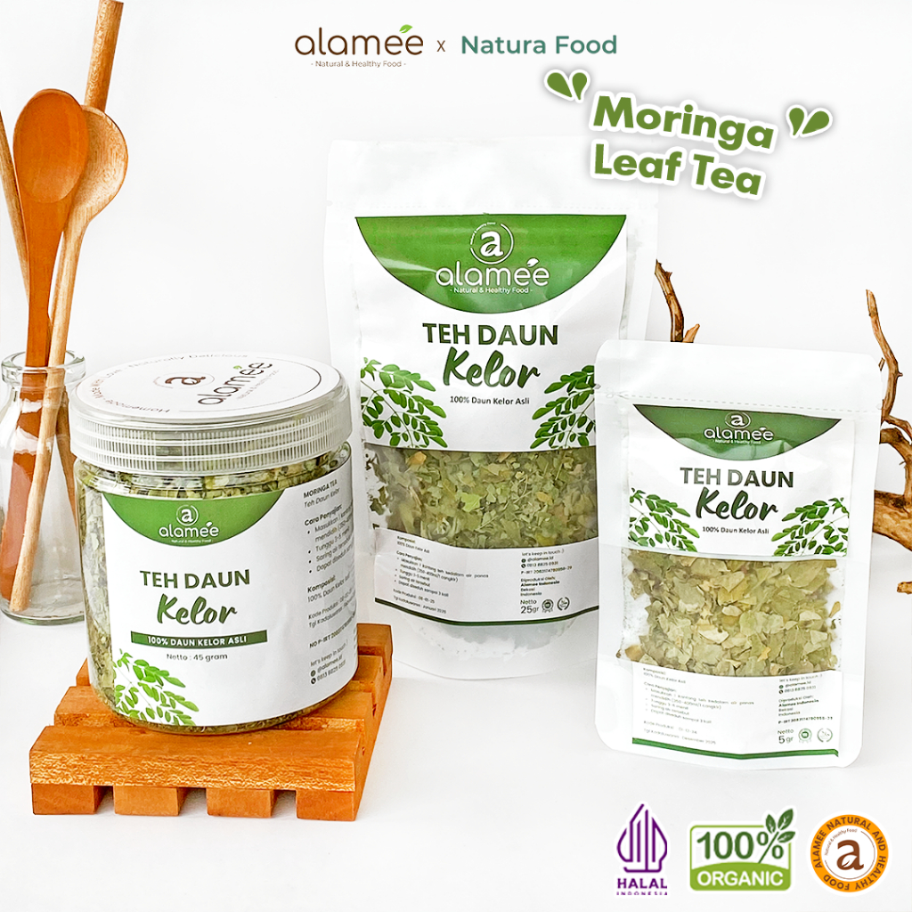 

ALAMEE Teh Daun Kelor Herbal Alami Moringa Tea Flower Asli Kering Organik Premium