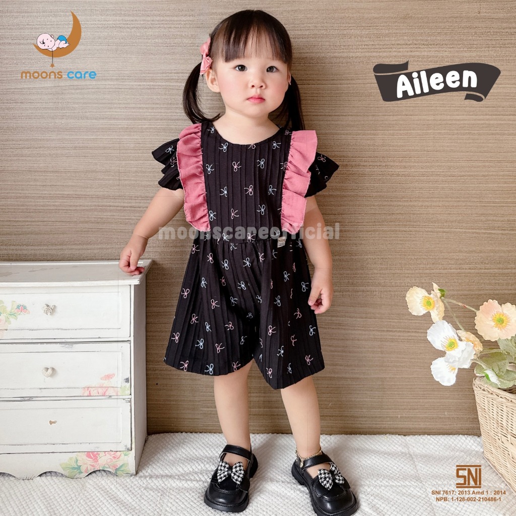 MOONSCARE SNI AILEEN ROMPEER FASHION BABY / BAJU KODOK MOTIF SETELAN KODOK ANAK PEREMPUAN DRES JUMPE