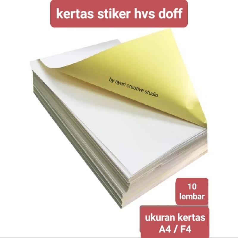 

AYURI - (10 lembar) KERTAS STIKER HVS A4 DOFF / kertas stiker label HVS A4 isi 10 lbr