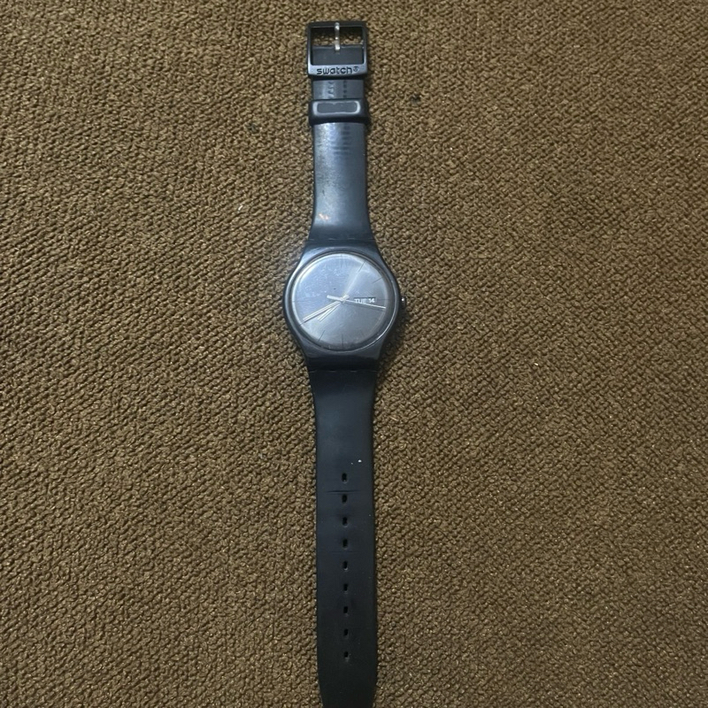 jam swatch hitam mulus normal