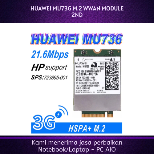 Huawei MU736 3G WWAN Card Module For HP ProBook 430 440 640 645 650 655 G1 Elitebook 820 G3 ZBook 17