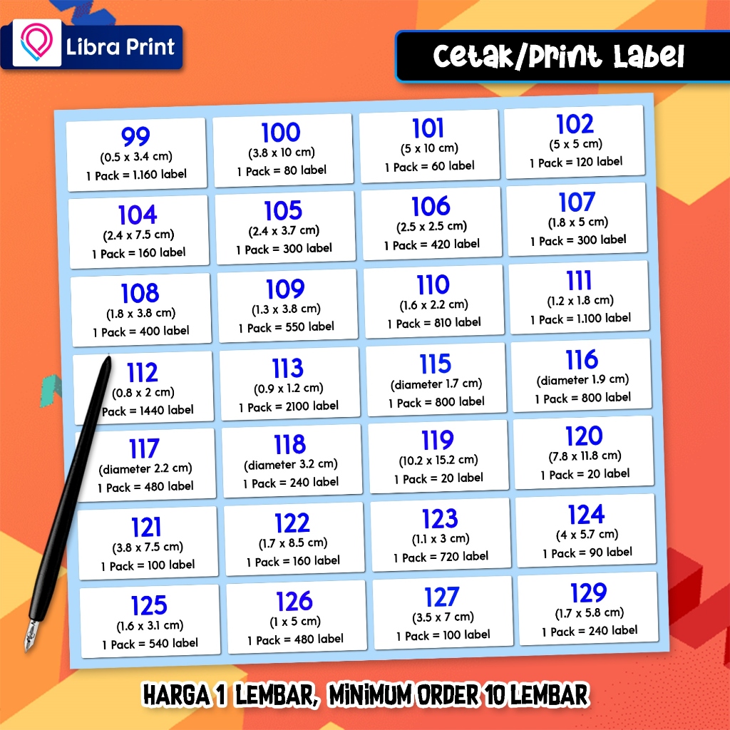 

Cetak Stiker Label 99, 100, 101, 102, 104, 105, 107, 108, 110, 112, 113, 120, 121, 123, 126, 127