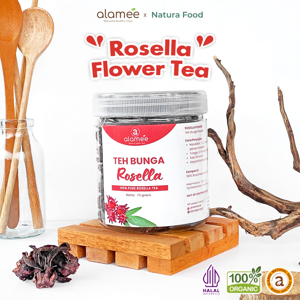 

ALAMEE Rosella Tea Teh Bunga Rosela Kering Flower Merah Premium Organik Red Premium 75gr