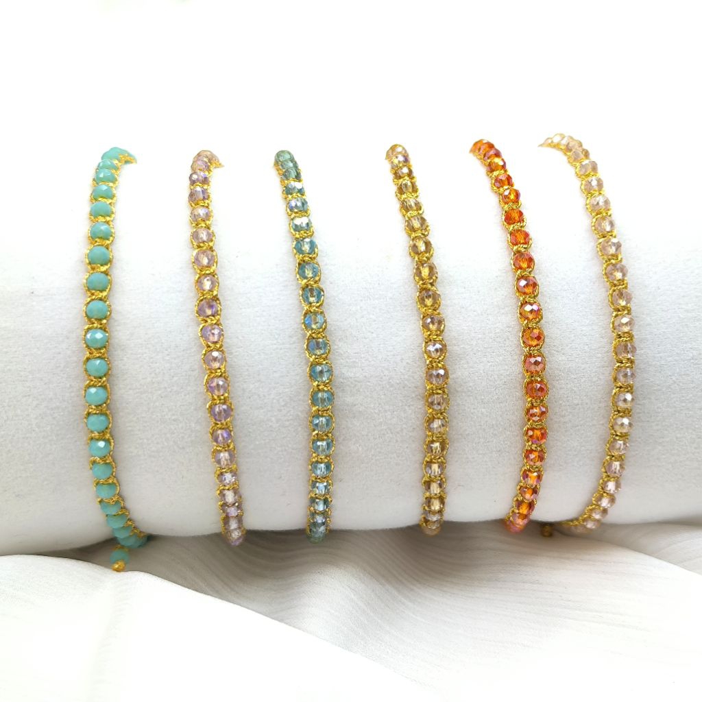 Crystal 3mm • bracelet model samapura • gelang bali • gelang manik manik • Souvenir bali • gelang fa