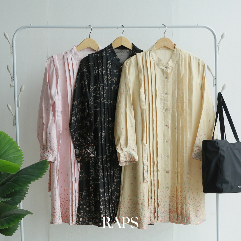 Tunik Jacquard Korean Style - RAPS Fashion - Tunik Korean/Tunik Wanita/Tunik Motif Bunga