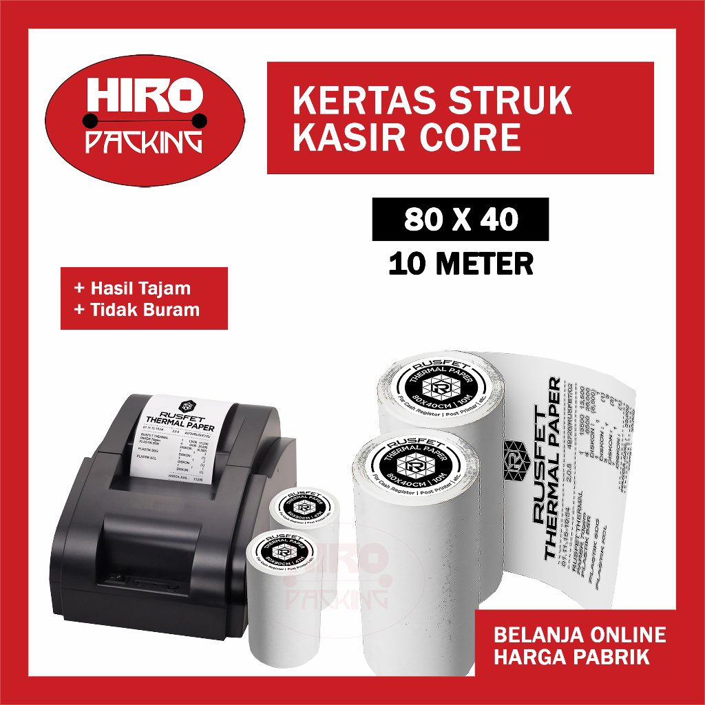 

Kertas Struk Thermal Paper Roll 80mm 80x40 80x50 80x80 57x40 57x30 Termal EDC Thermal Printer Mini Bluetooth 80mm Core