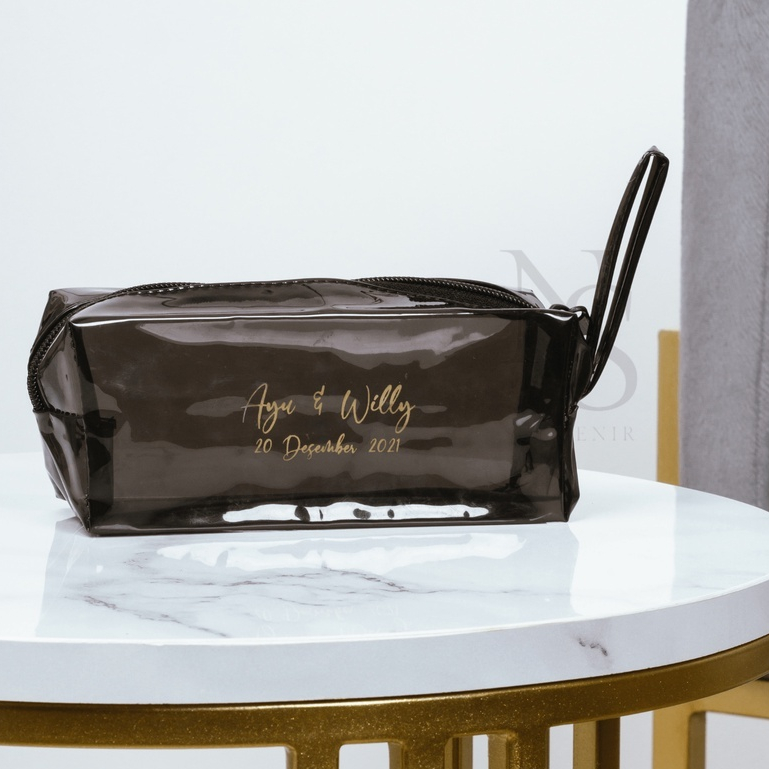 Souvenir pernikahan pouch kubus jelly besar kecil souvenir sablon dompet pouch kosmetik skincare tra