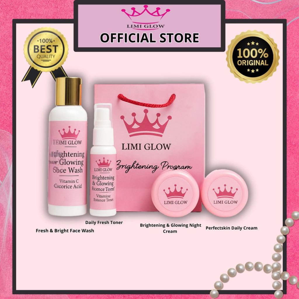LIMI GLOW SKINCARE PAKET BESIC Fresh & Bright Face Wash LIMI GLOW Daily Fresh Toner LIMI GLOW Bright