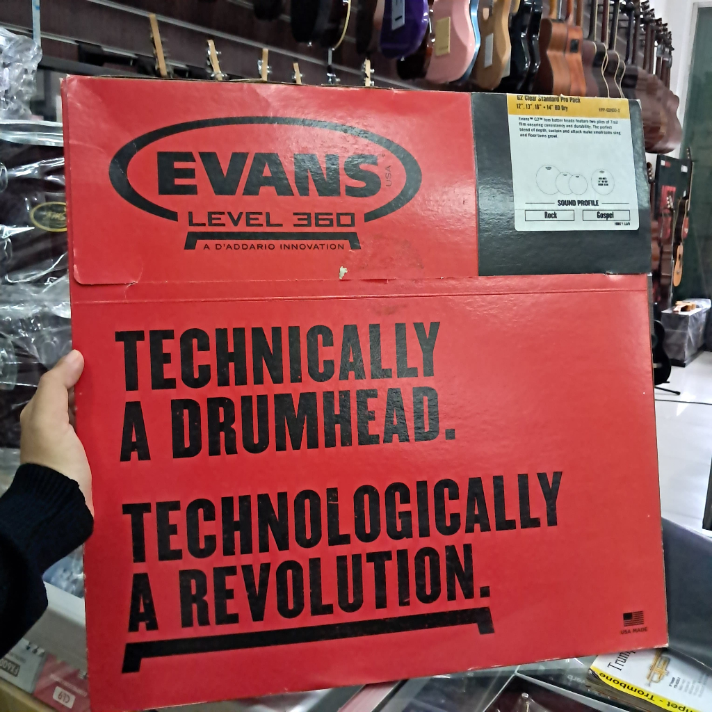 JUAL MURAH DRUM HEAD SET PACK EVANS G2 CLR ROCK  ( 12" 13" 16" ) + 14" HDD - DEFFECT