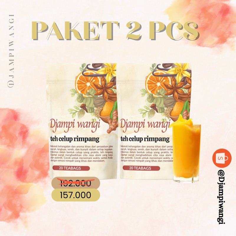 

PAKET 2 PACK TEH RIMPANG TEH DIET HERBAL ALAMI RAMUAN PROMIL SEMBUH PCOS BY DJAMPIWANGI