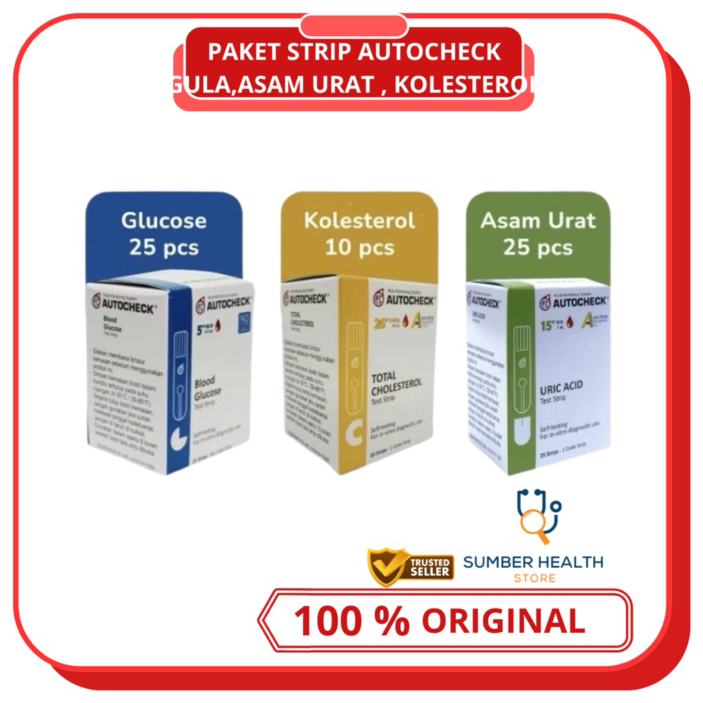 PAKET AUTOCHECK STRIP GULA KOLESTROL ASAM URAT ALKES
