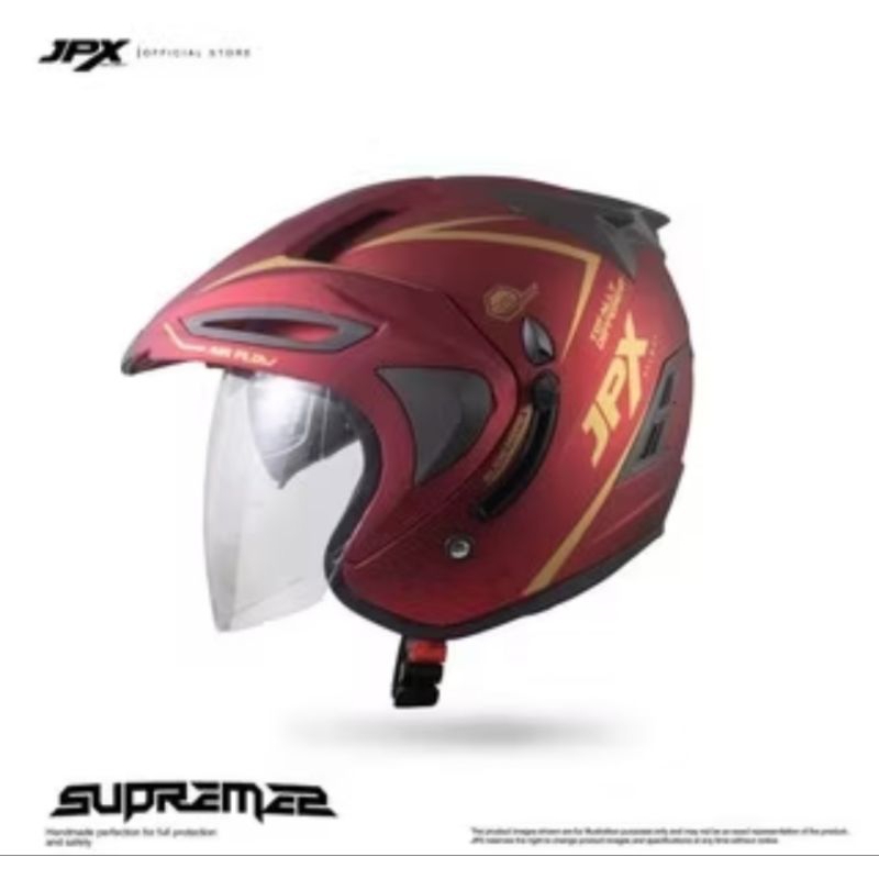 HELM JPX SUPREME  MERAH DOFF DOBEL VISOR PULL WARNA