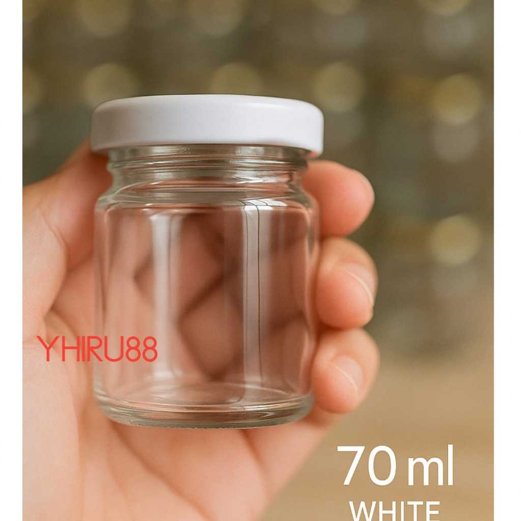/162 PCS 70 ml botol silinder kaca baru / Botol kaca jar 70ml / Botol Silinder 70 ml kaca + tutup