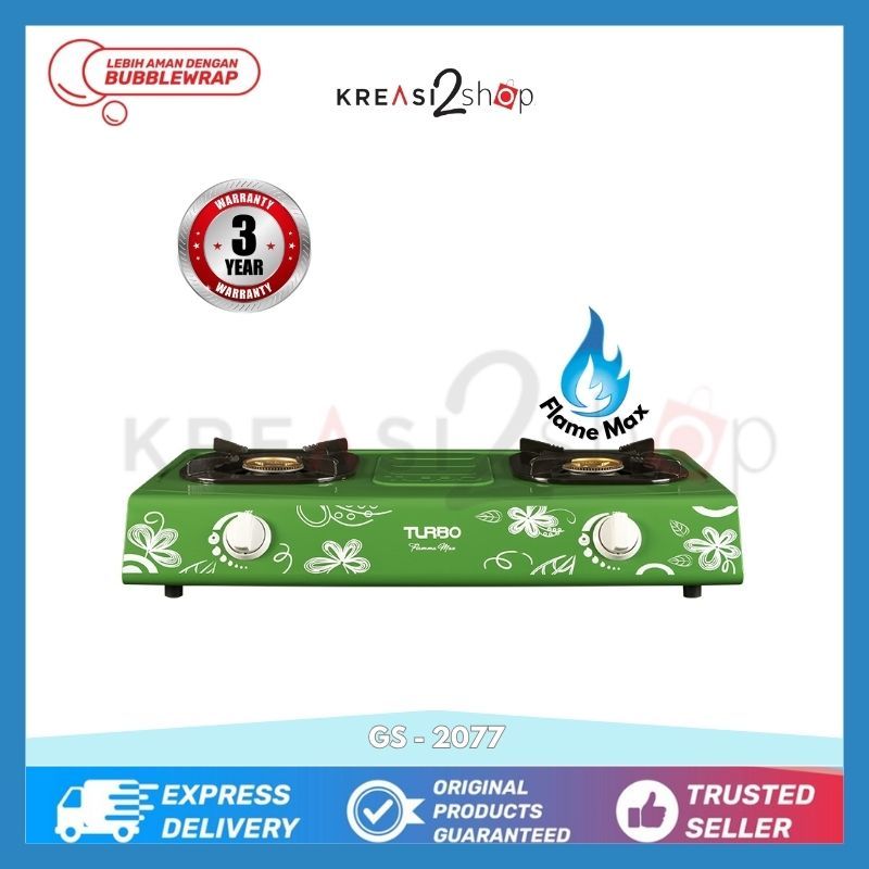 Turbo New Gas Stove / Kompor Gas 2 Tungku Baru GS2077 Awet Tahan Lama Garansi Resmi 3 Tahun Hijau