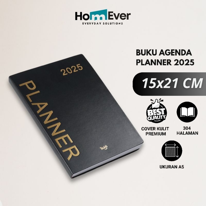 

Buku Agenda Catatan Softcover Monthly Planner 2025 Notebook A5 304 Halaman