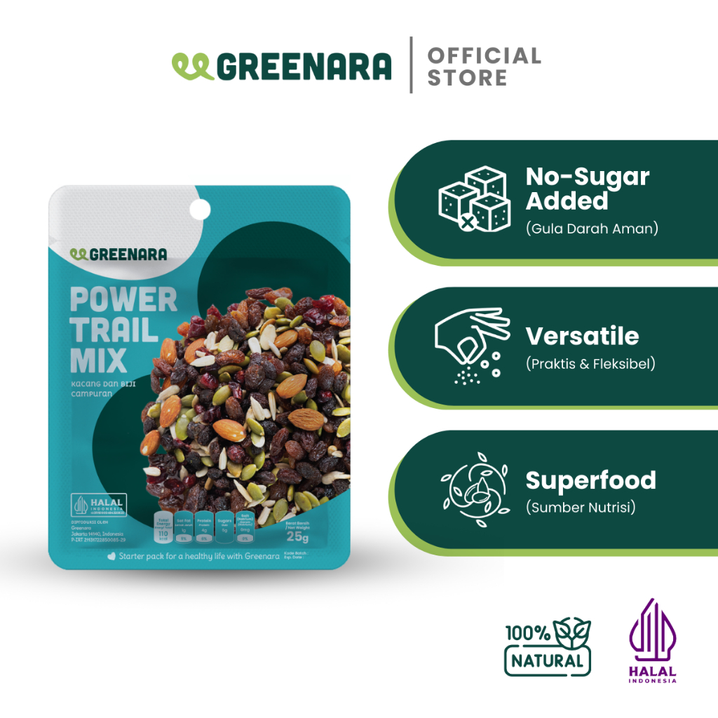 

Greenara One Serving Power Trail Mix 25gr / Snack Sehat / Camilan Diet / Healthy Snacks