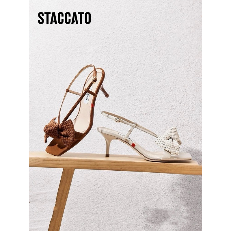 NEW TerMurah ORIGINAL Staccato EBQ33-018 Sandal High Heels Woman - Beige Sendal Hak Tinggi Wanita Pu