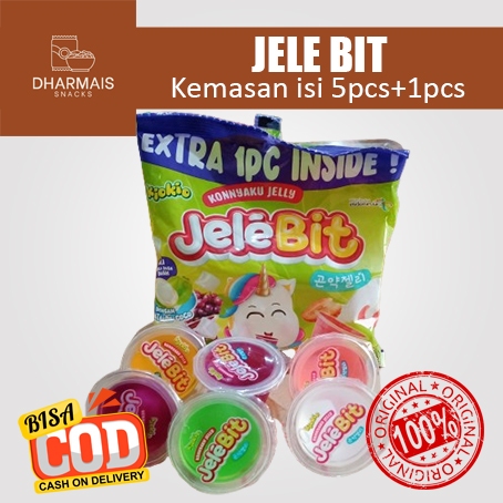 

JELEBIT JELLY MINI SARI KELAPA RASA BUAHAGAR SEGAR MANIS KEMASAN 5+1 90Gram - DHARMAIS SNACK