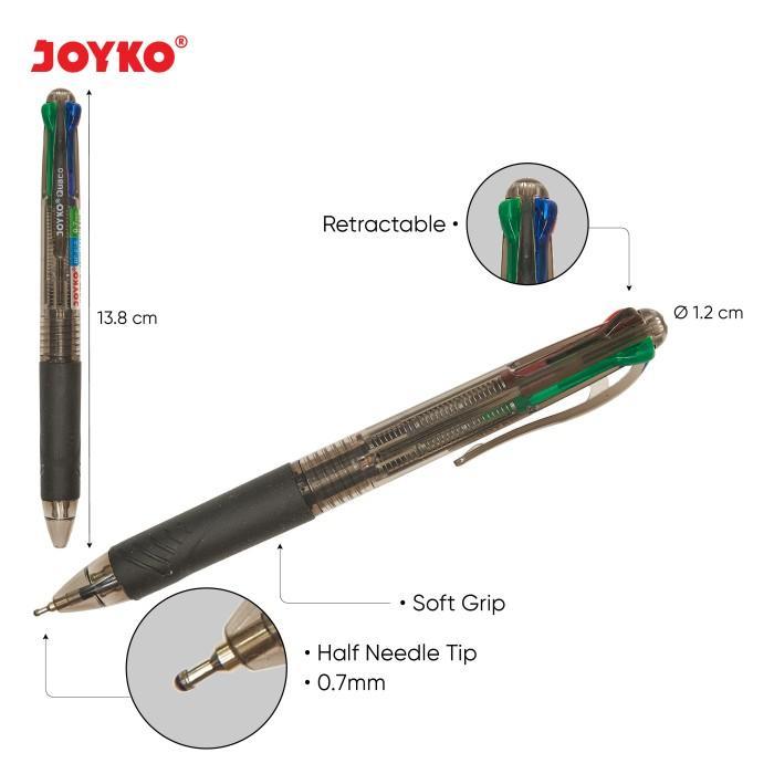 

BALL PEN PULPEN PENA JOYKO BP-213 QUACO 0.7MM 4 WARNA COLORS
