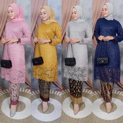 Kebaya Modern Atasan Tunik Bahan Brukat Tunic Brokat Jumbo Kebaya Baju Kondangan Wanita Muslim Panja