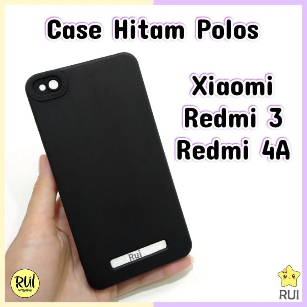 Case Hitam Redmi 4a / Redmi 3 Xiaomi Black Matte Softcase Silikon HP Polos Lentur Rui Acc