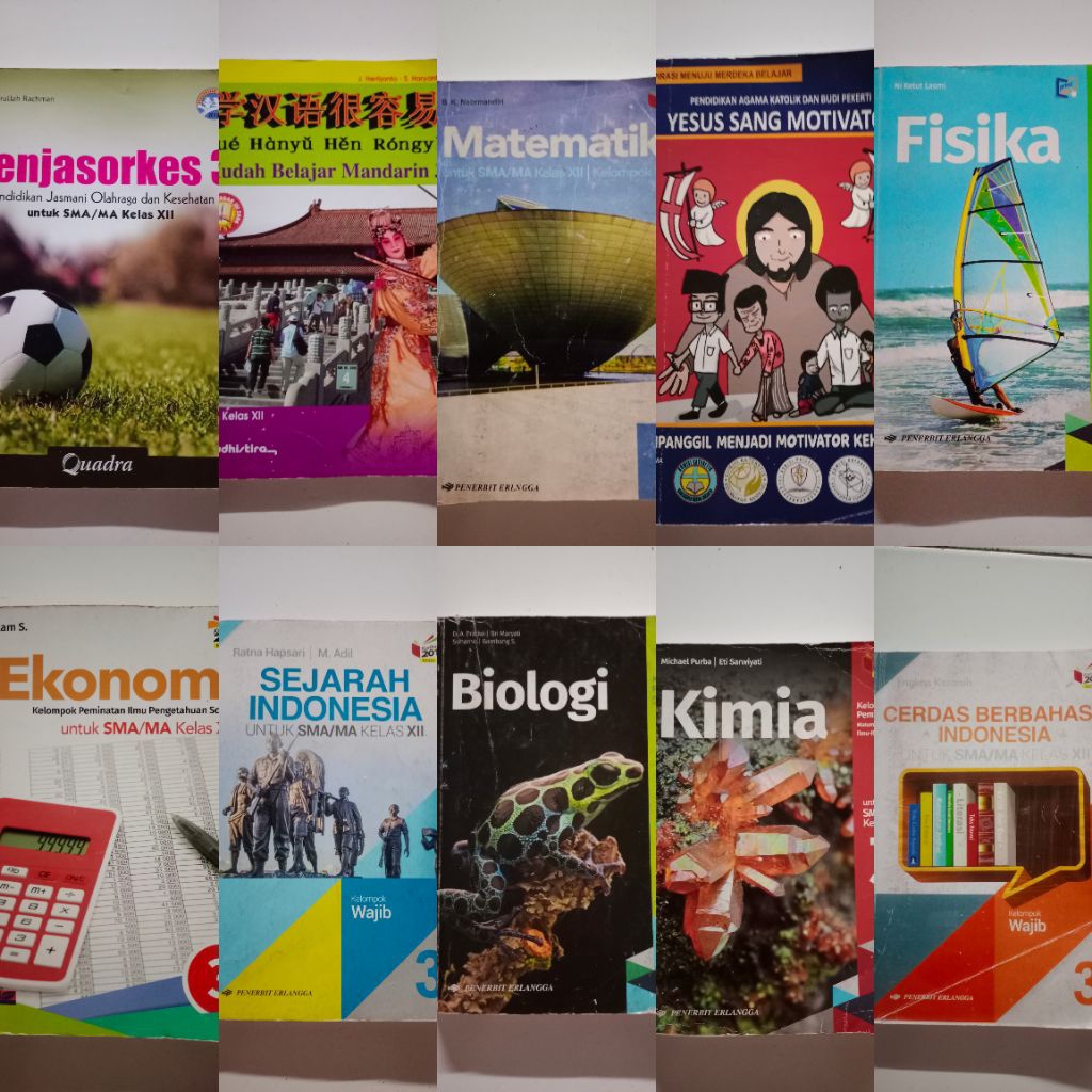 BUKU CETAK BEKAS KELAS 12 MIPA SMA KELAS 3 PERMINATAN, BAHASA MANDARIN, BAHASA INDONESIA, MATEMATIKA