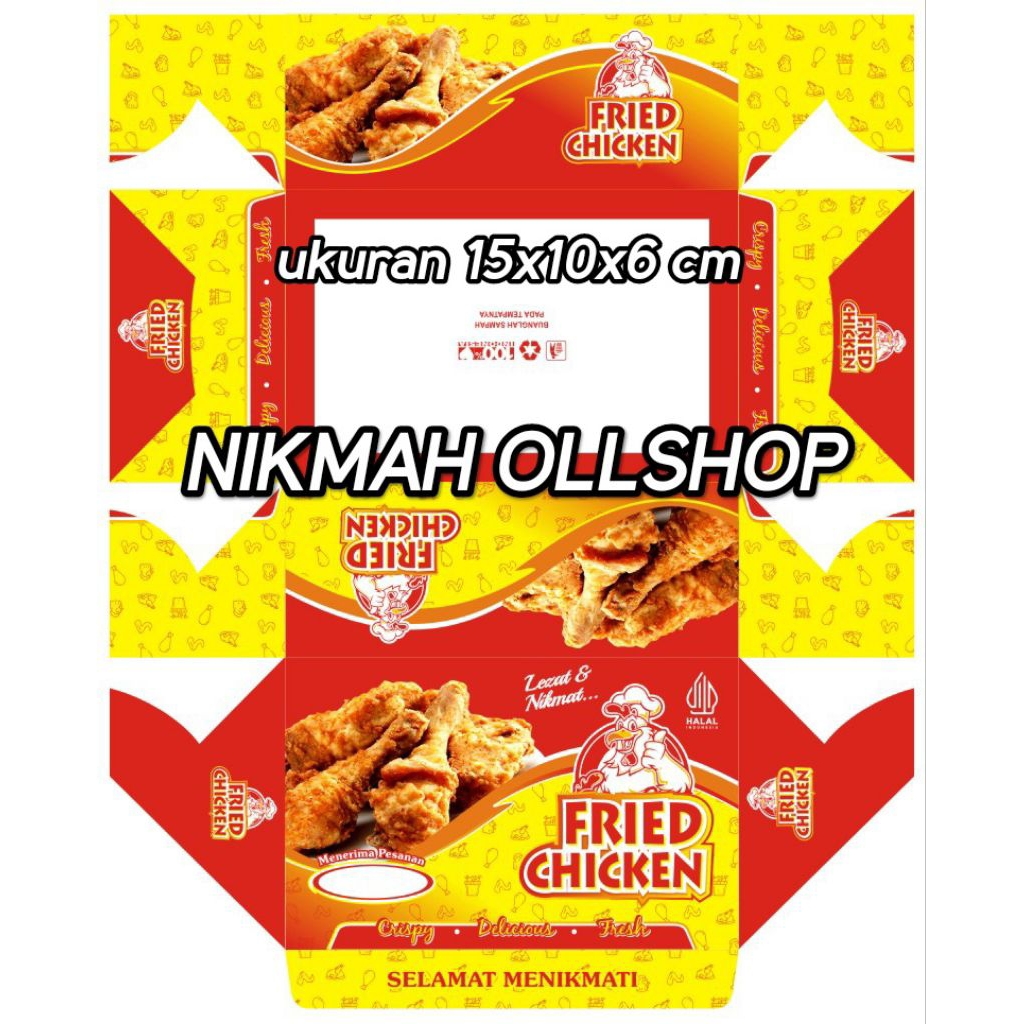 

100 LEMBAR BOX KEMASAN FRIED CHICKEN IVORY FOIL 15x10x6 CM VIRAL | KARDUS BOX CHICKEN TERBARU
