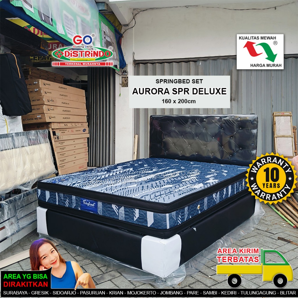 Springbed Plushtop Fullset Mewah Komplit Divan + Sandaran Double Plushtop Empuk dan Nyaman