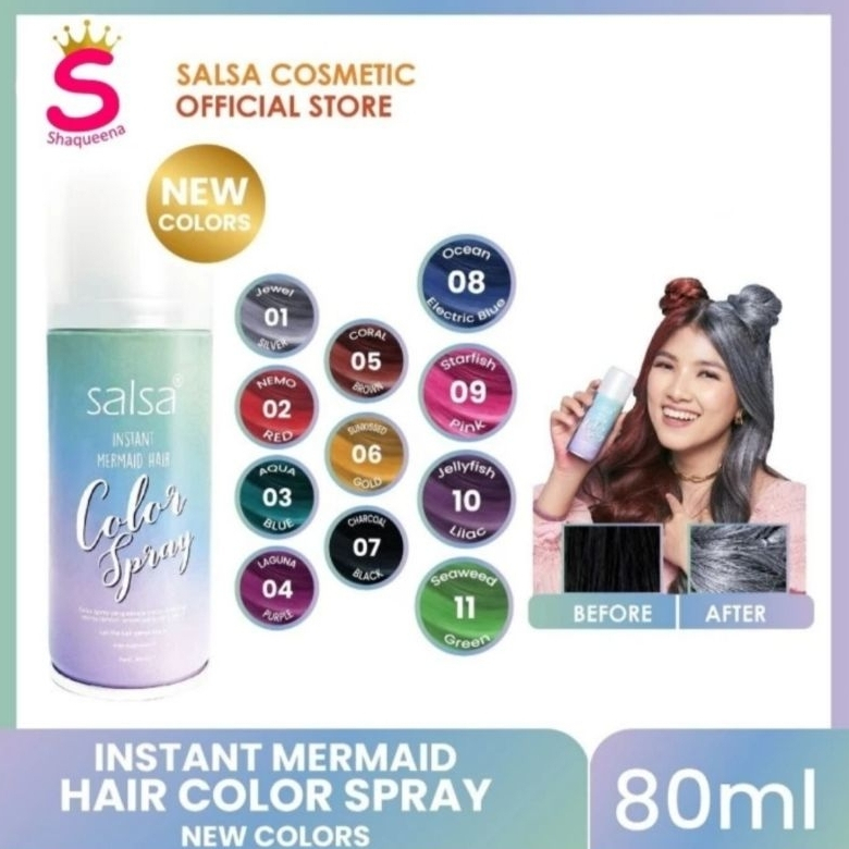 SALSA Instant Mermaid Hair Color Spray 80ML(Temporary Color Spray- Hair spray color temporary Salsa)