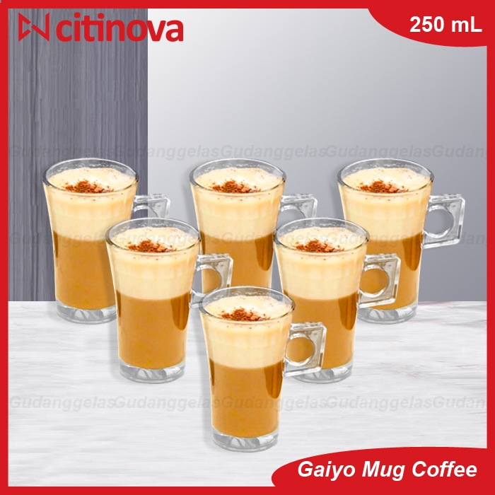 1 SET 6 PCS Gelas Kopi Gaiyo Citinova/Gelas Kopi Mug/Mug Coffee/Gelas Kaca/Mug Coffee/Mug Kopi Gaiyo