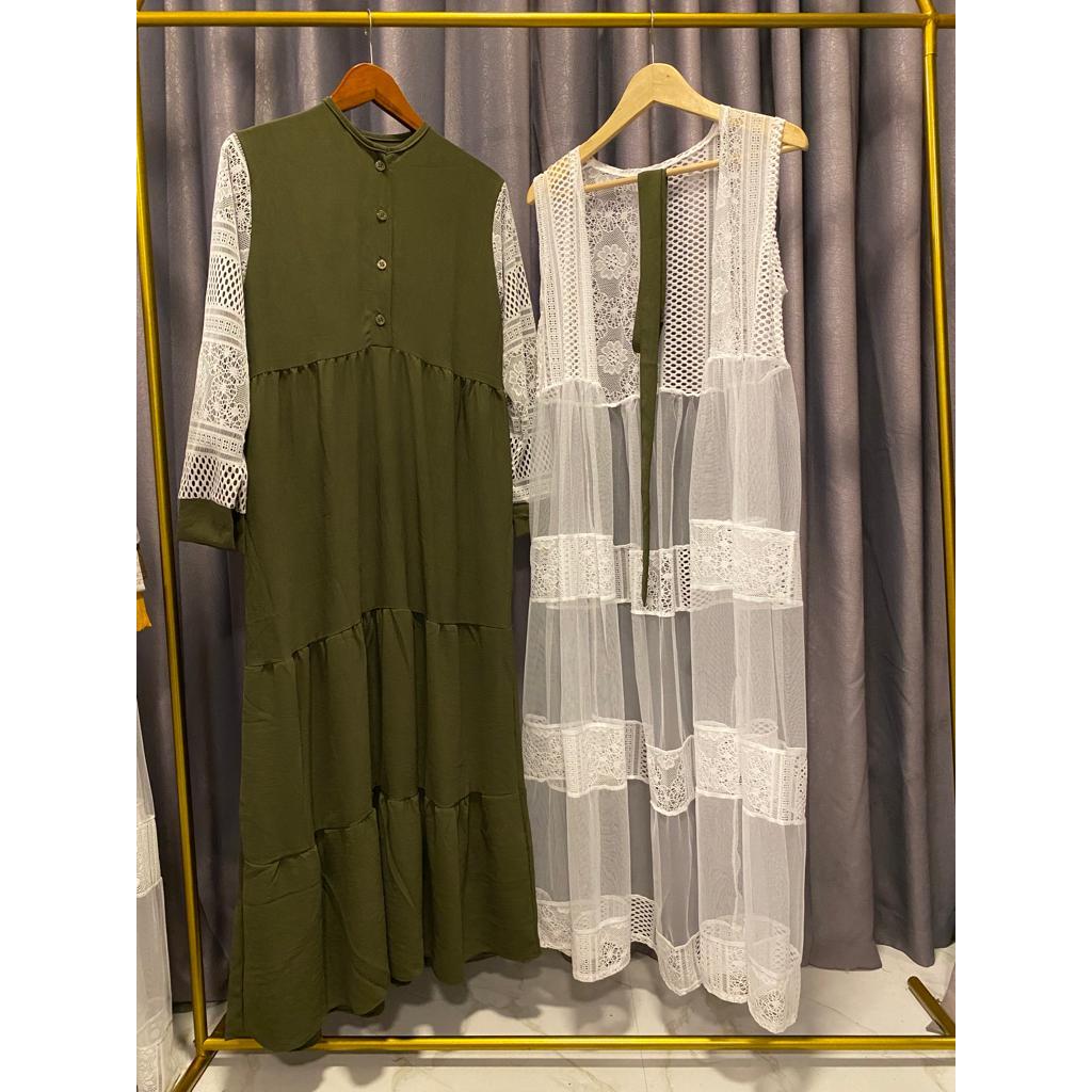 Outer Panjang Brukat Malika Premium Arimbi gamis set