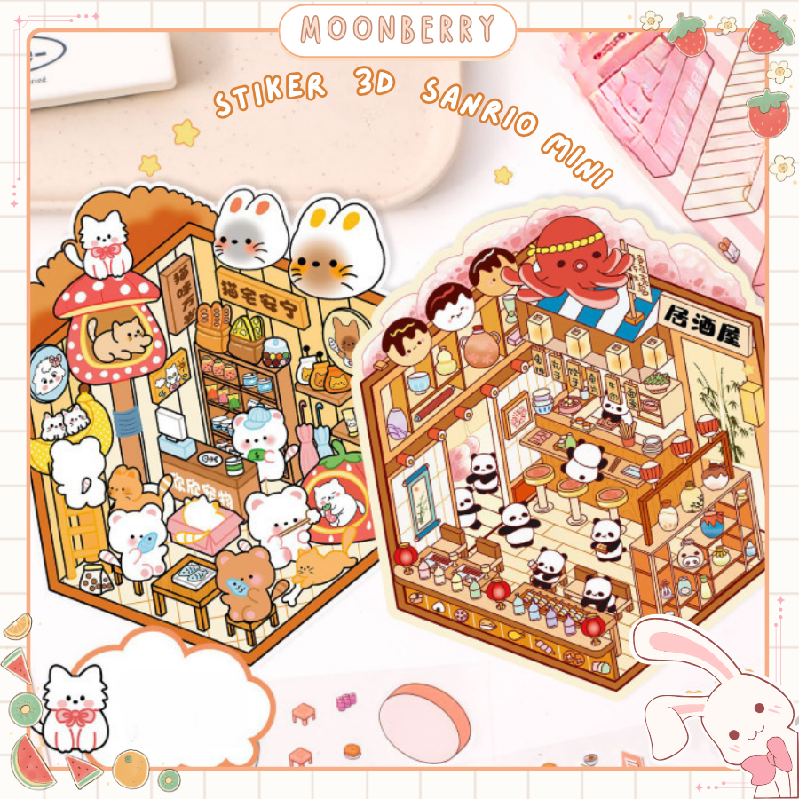 

Stiker visual 3D sanrio mini world Sticker premium Edukasi capybara