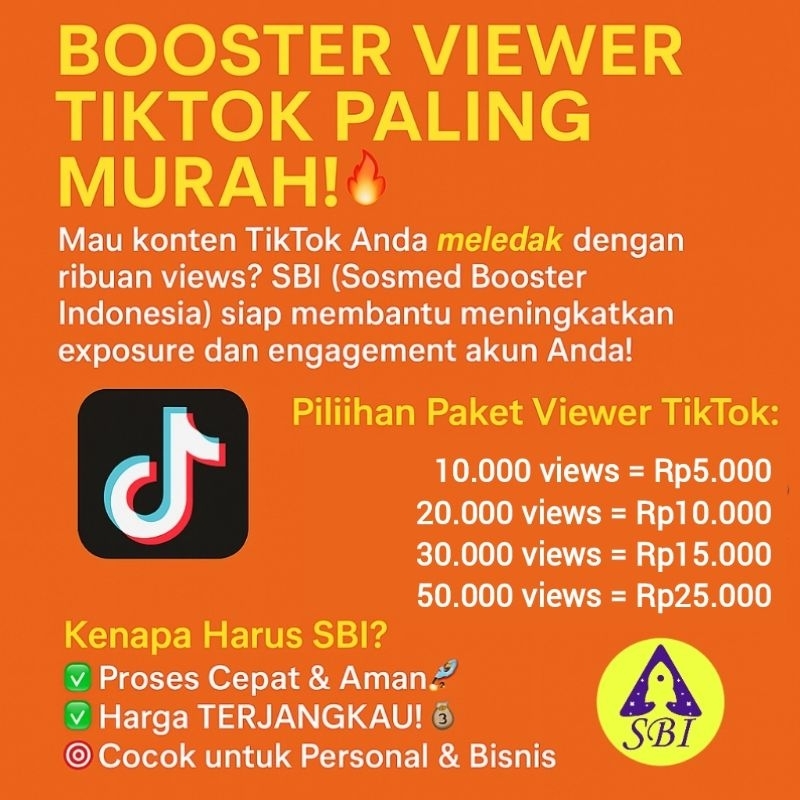 Booster Viewer Tiktok - Sosmed Booster Indonesia (SBI)