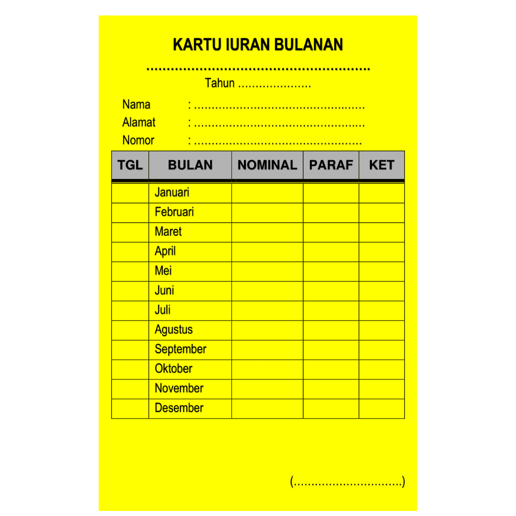 

KARTU IURAN BULANAN