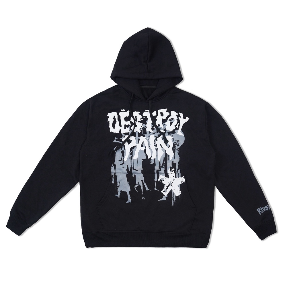 Pr Roofair Katun Print Hoodie Black  Destroy
