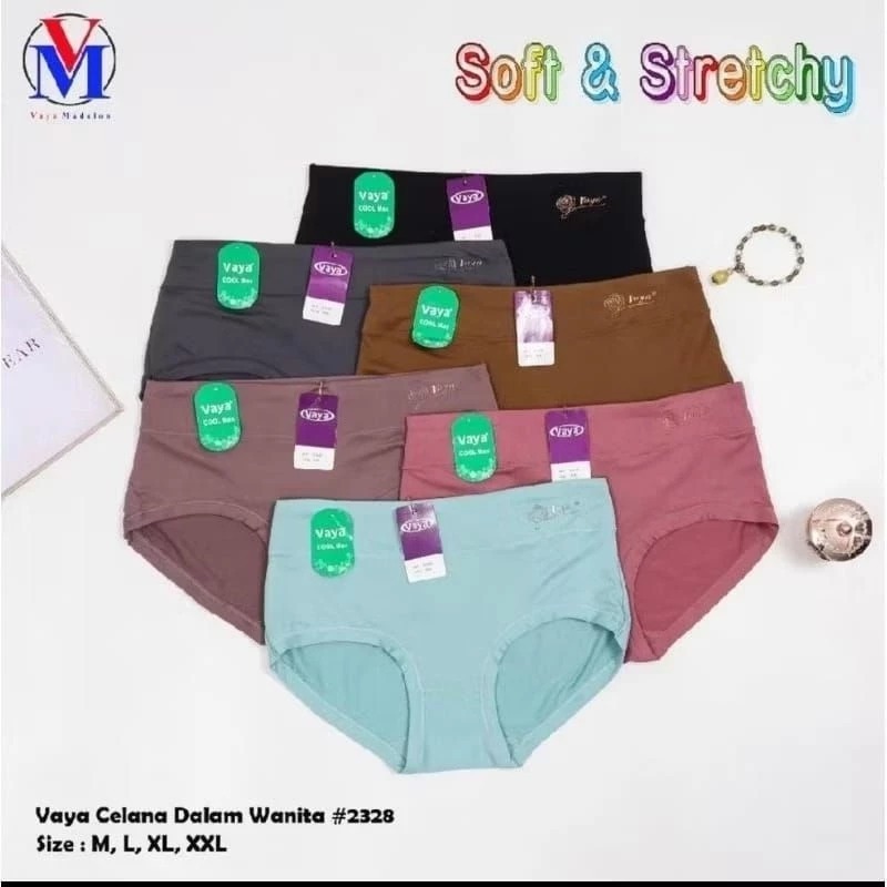 Vaya (6 Pcs ) Celana Dalam Wanita Type Art VAYA 2328 Karet Besar & Embost