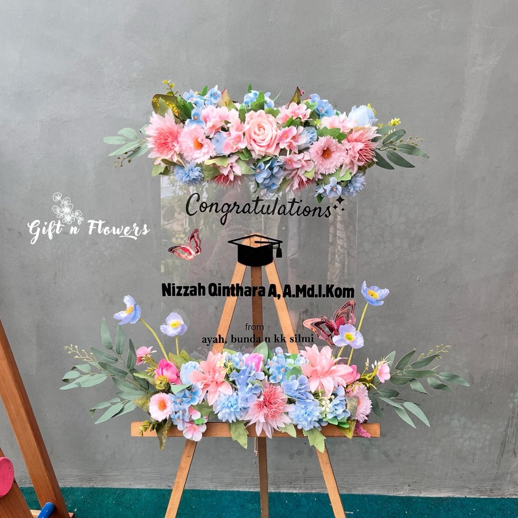 Papan Bunga Akrilik Square 40x60 / Papan Bunga Ucapan / Papan Ucapan Wisuda / Welcome Sign