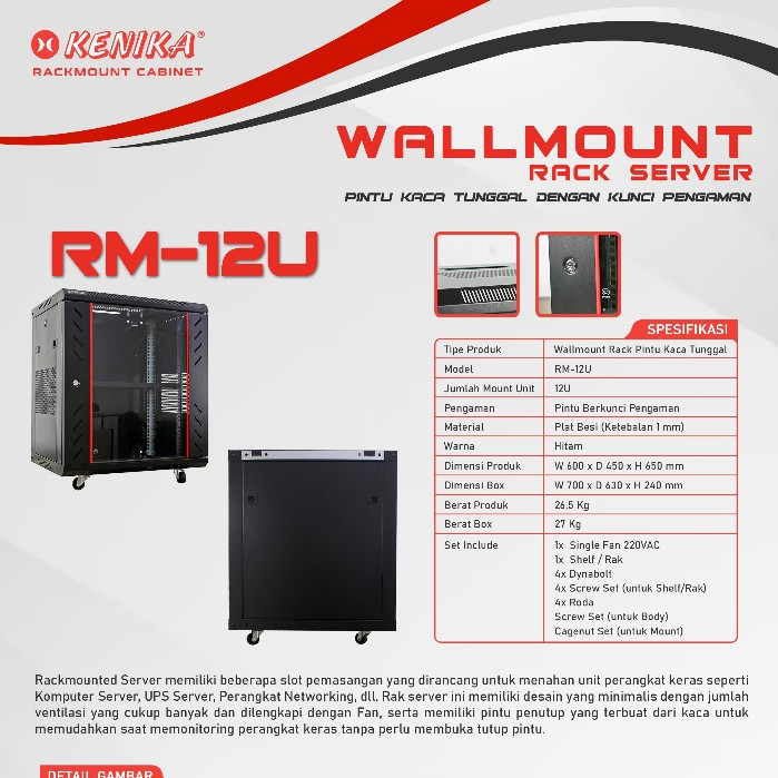 Kenika Wallmounted Rack Server 12U