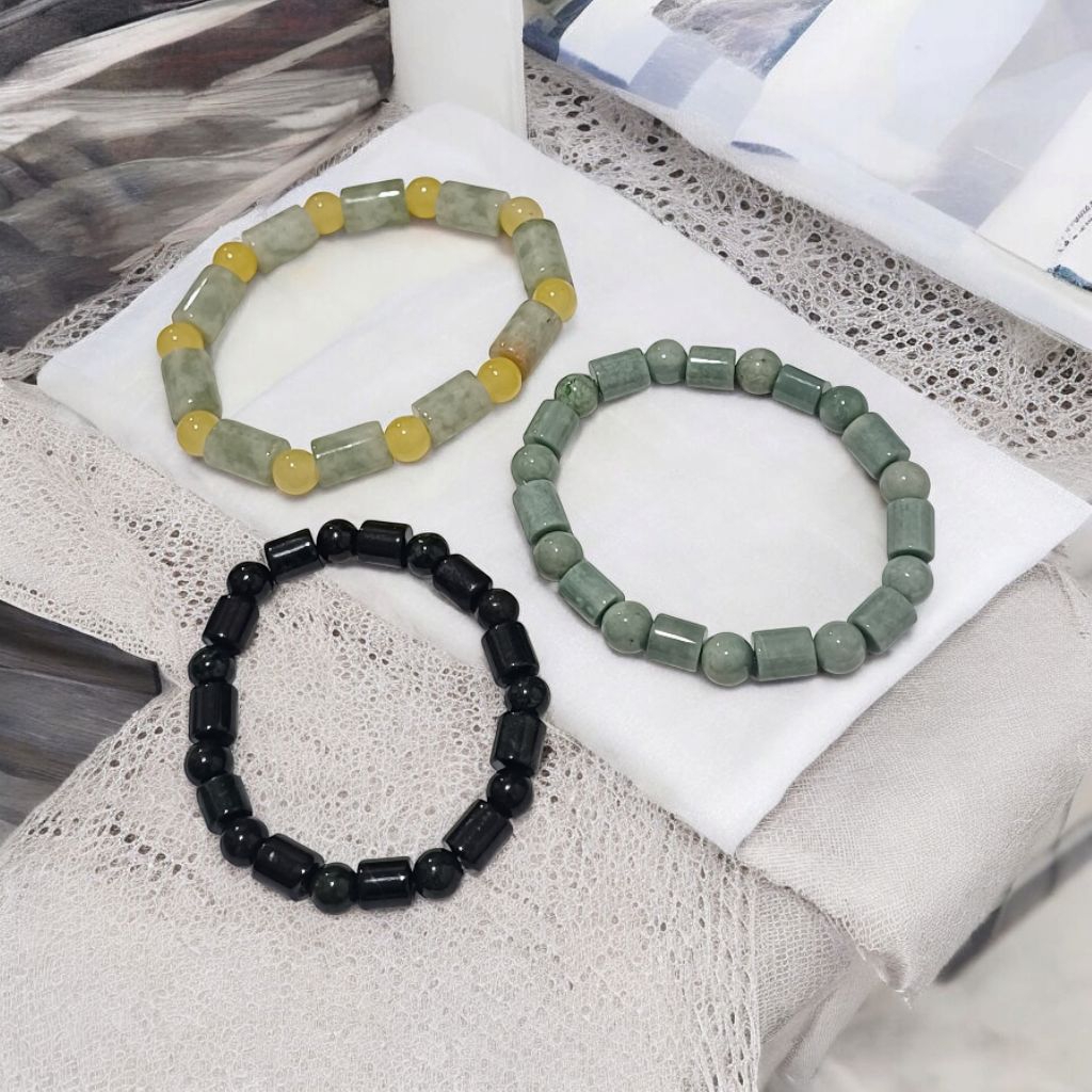 041J GELANG Burma Jade Black Jade Guatemala Jade Lulutong Shape