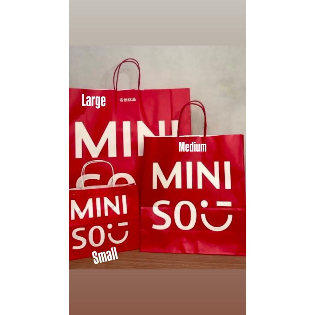 

MINISO Red Paperbag Large Medium Small/ Kantong Belanja Miniso warna merah