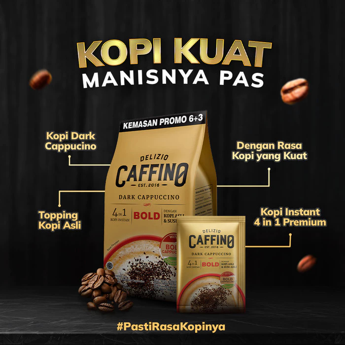 

Caffino Dark Cappucino Gusset - Bubuk Kopi Instan 6 Sachet x 25gr