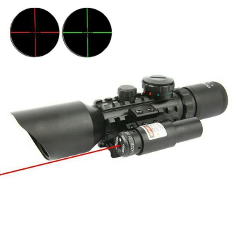 TELESCOPE TELESKOP RIFLE SCOPE + LASER SCOPE ACCURATE M9 LS 3-10X42 E