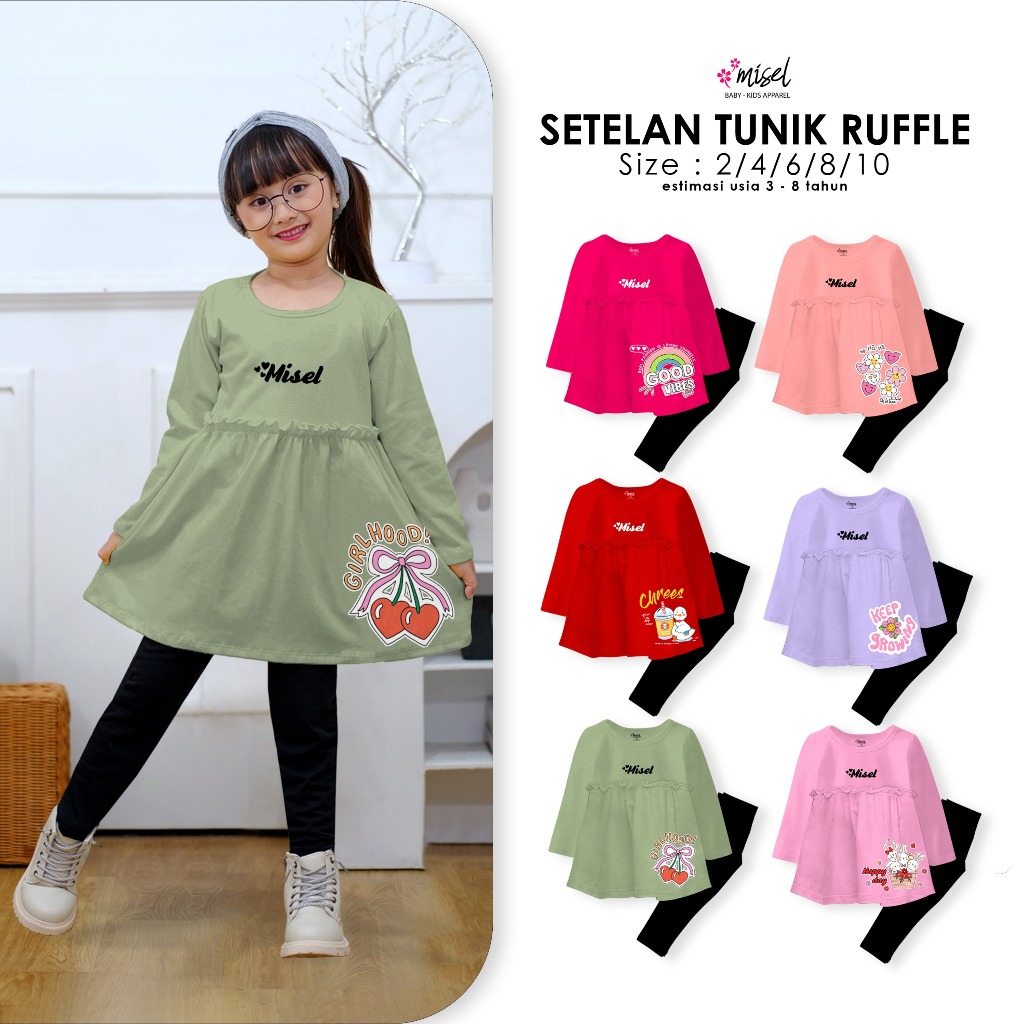 SetSETELAN MISEL TUNIK LEGGING ANAK PEREMPUAN 2-8 TAHUN TUNIC ANAK