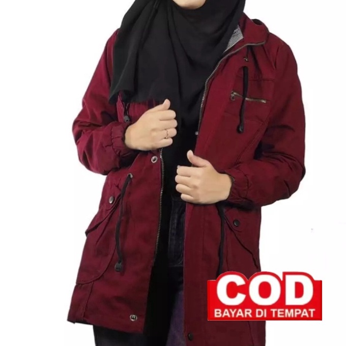 KODE K18P Jaket Wanita Muslimah Kekinian Size L  XL  XXL  XXXL  XXXXL Jumbo Bahan Baby Canvas