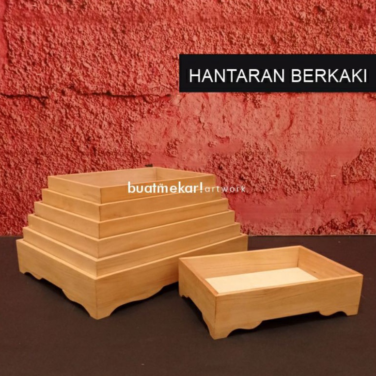 KODE U17A HANTARAN KAYU BERKAKI  seserahan  tray  kotak kayu