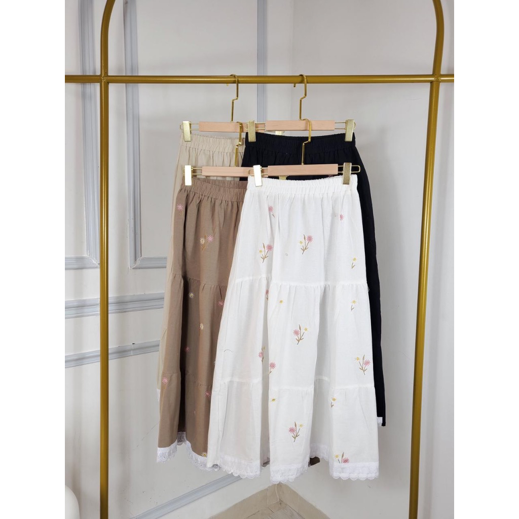 Rok linen bordir / rok kekinian / rok premium / Rok linen bordir