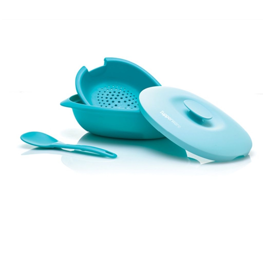 Blossom oval server with colander tupperware / tempat penyajian makanan tupperware