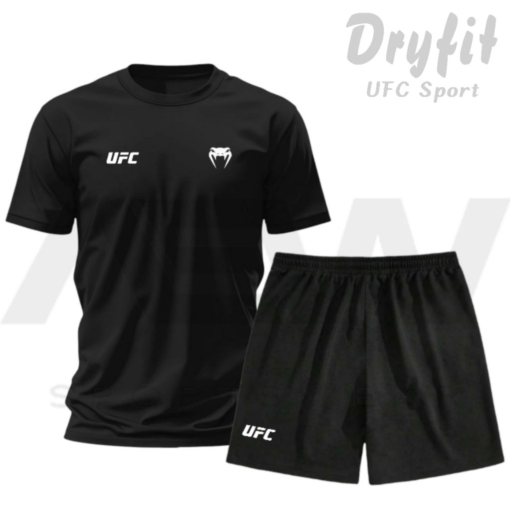 Setelan Olahraga Pria UFC Dryfit 1 Set Baju Jersey Sport