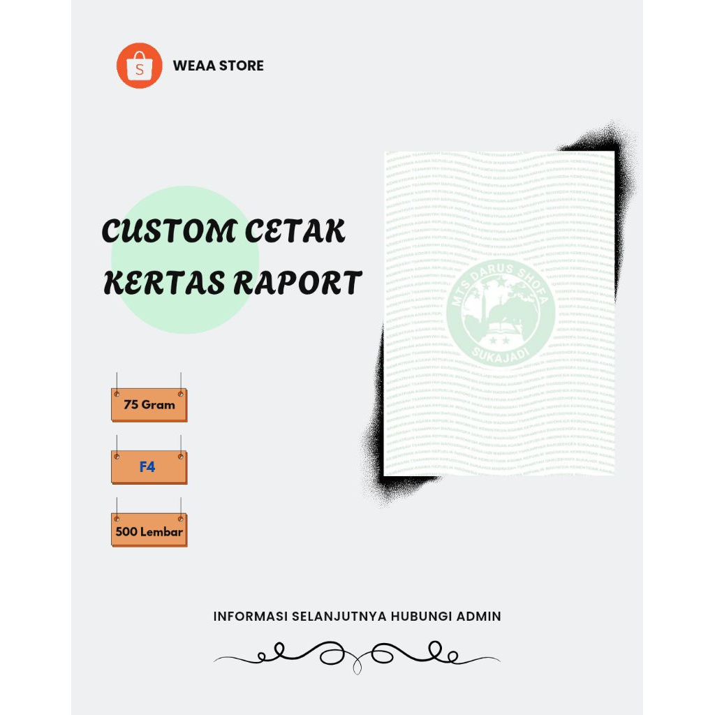 

CUSTOM CETAK KERTAS RAPORT F4 75gsm(TIDAK FULL CETAK)