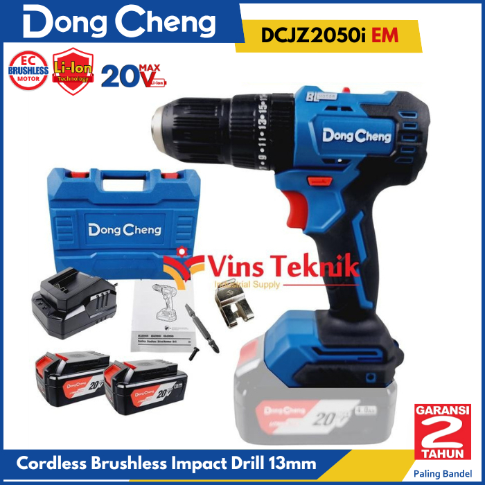 Mesin Bor Tembok Baterai Cordless Impact Drill 20V DONGCHENG DCJZ2050i EM DCJZ2050